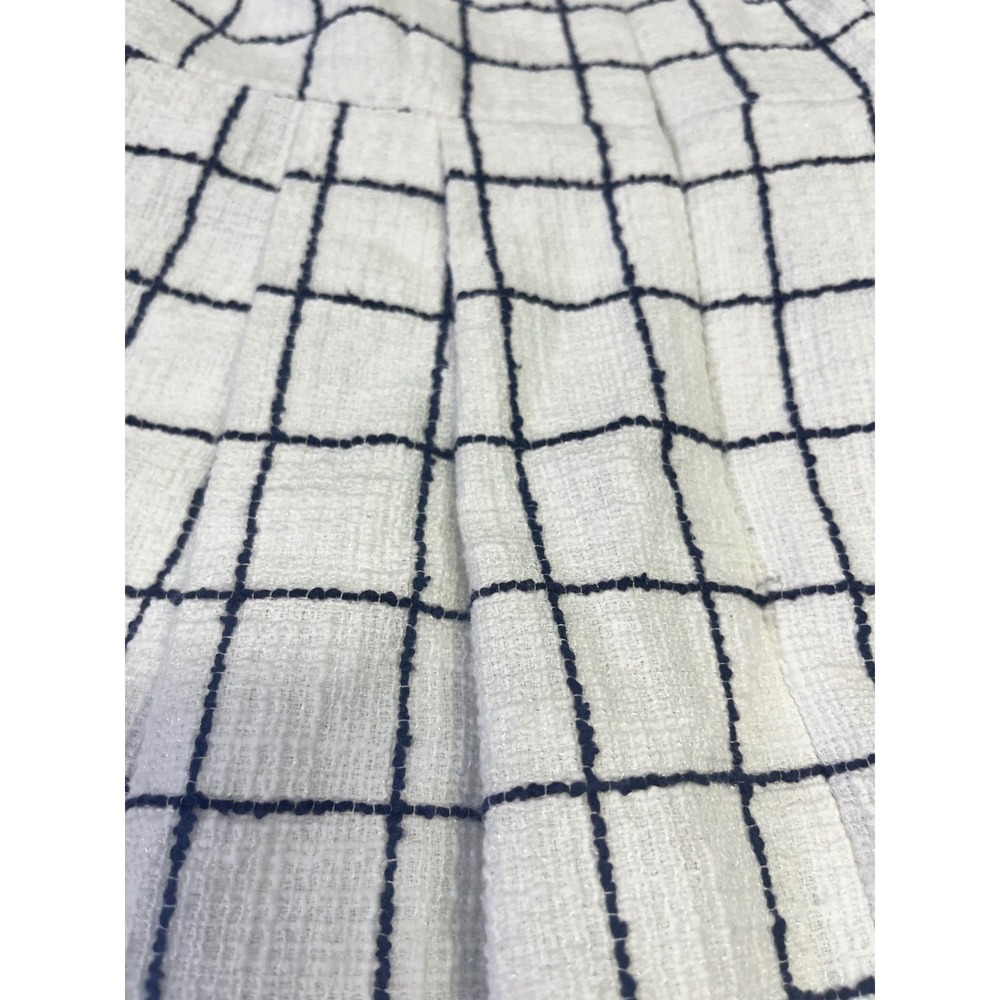 Gal‎ Meets Glam White Black Grid Square Neck Puff Sleeve Dress 2 Pockets Classy - Picture 11 of 13